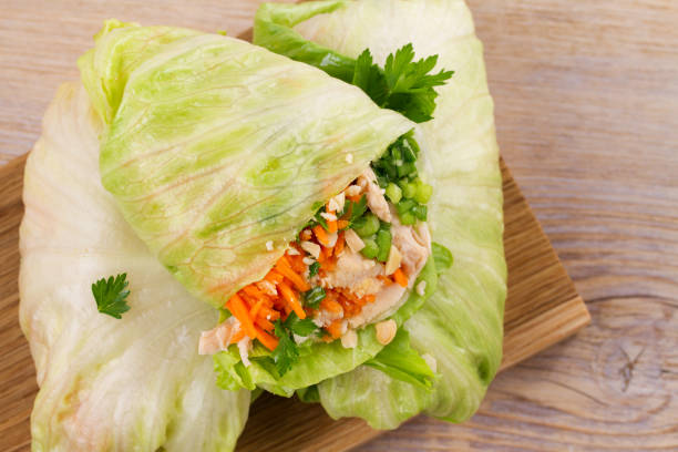istock Lettuce wraps with chicken, carrot, peanuts and ginger-scallion oil 860441860