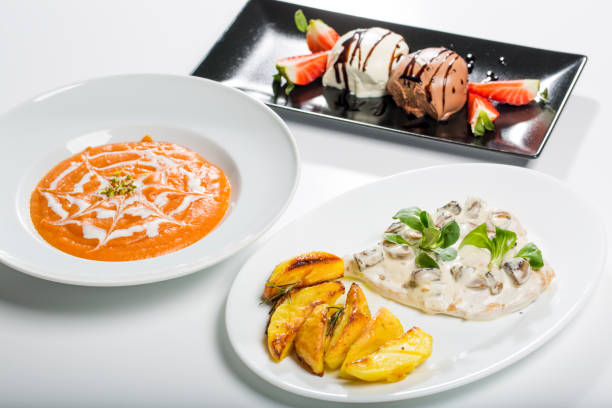 Menu picture of first, second and desert
