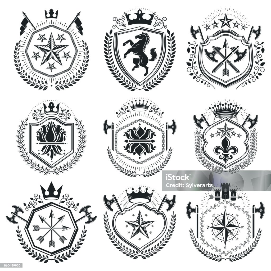 High Class Emblem Luxury Heraldic Vectors Emblem Templates Vector Blazons Classy High ...