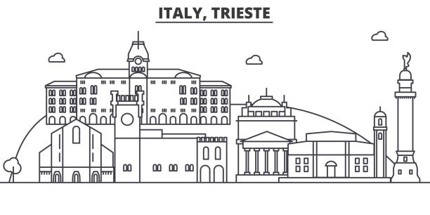 Italy, Trieste architecture line skyline illustration. Linear vector cityscape with famous landmarks, city sights, design icons. Landscape wtih editable strokes Italy, Trieste architecture line skyline illustration. Linear vector cityscape with famous landmarks, city sights, design icons. Editable strokes trieste stock illustrations