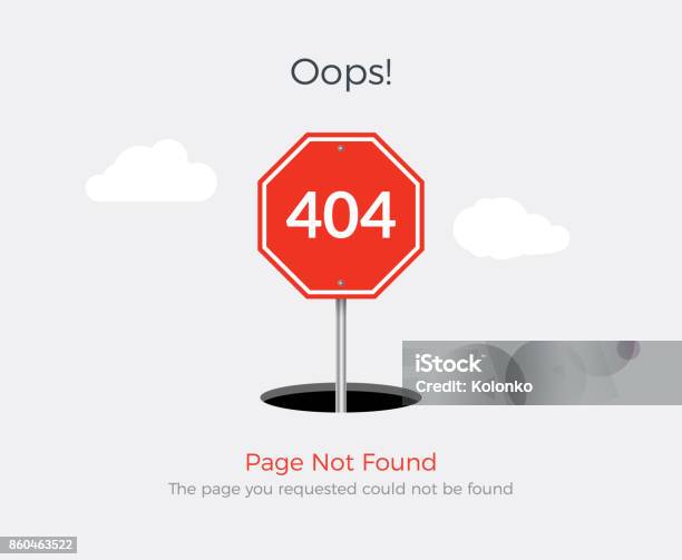 404 Error Page Template For Website 404 Alert Flat Design Stock Illustration - Download Image Now