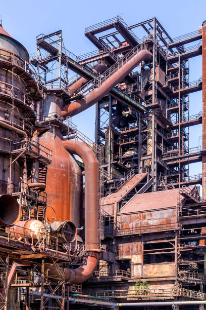 istock Old rusty steel equipment in inactive the steel mill 860468990