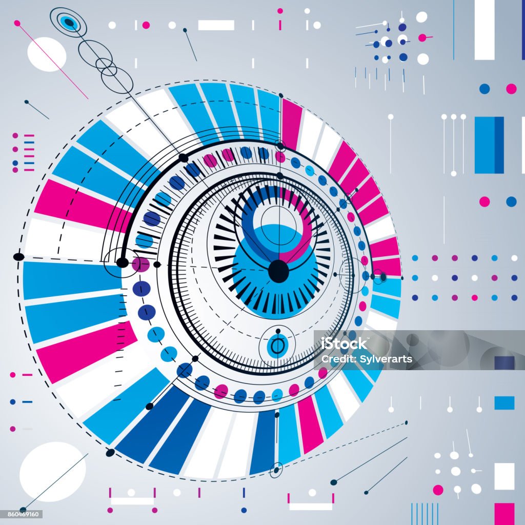 Circular Pattern Engineering Dimensional Abstract Circular Mechanical Scheme 3d Technological ...