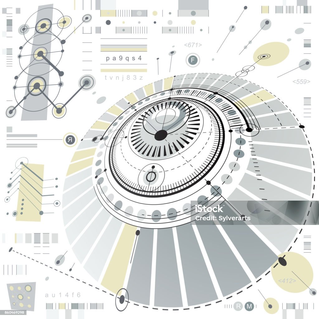 Circular Pattern Engineering Dimensional Abstract Circular Mechanical Scheme 3d Technological ...