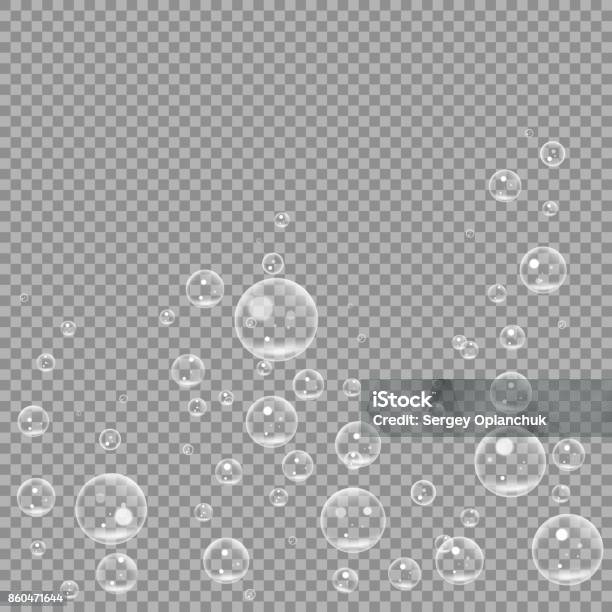Underwater Fizzing Air Bubbles Isolated On Transparent Background Air Water Clear Bubble In Water Sea Aquarium Ocean Vector Illustration Stock Illustration - Download Image Now