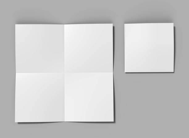 istock French fold square brochure flyer leaflet for mock up and template design. Blank white 3d render illustration. 860480724