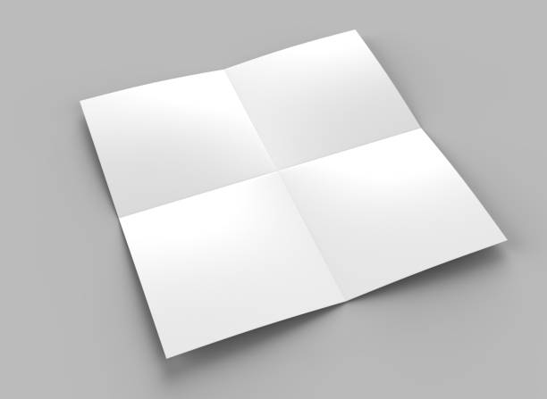 istock French fold square brochure flyer leaflet for mock up and template design. Blank white 3d render illustration. 860480872