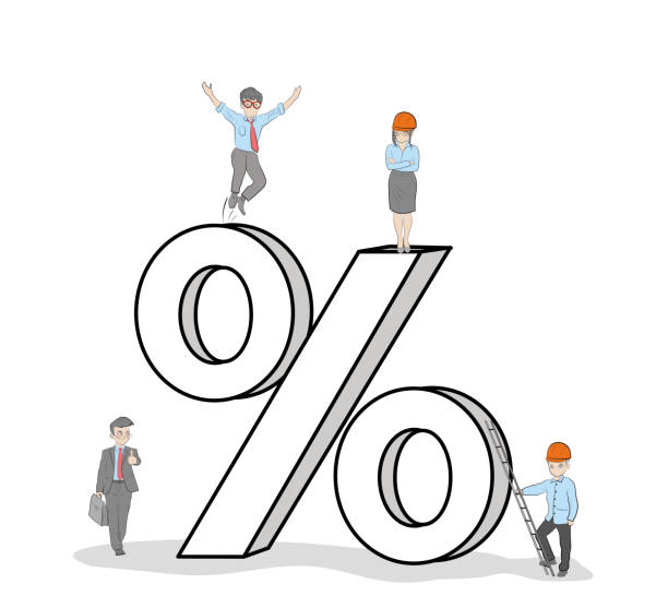istock working little people with big percent signs. vector illustration for business design. 860481246