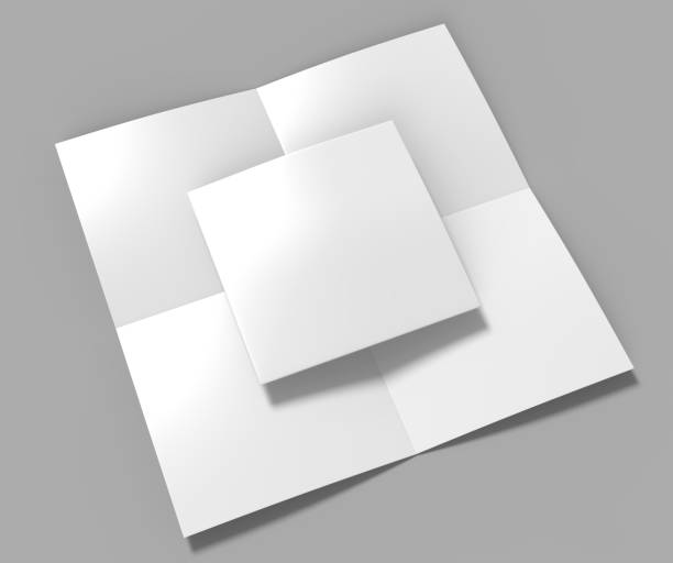 istock French fold square brochure flyer leaflet for mock up and template design. Blank white 3d render illustration. 860481250
