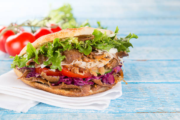 istock Close up of kebab sandwich 860488752
