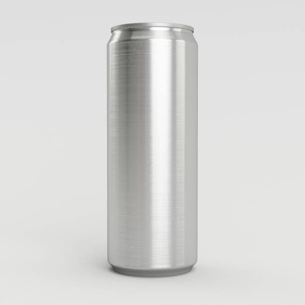 330ml aluminium leer 3d soda kann mit weißem hintergrund rendern. - getränkekarton stock-fotos und bilder