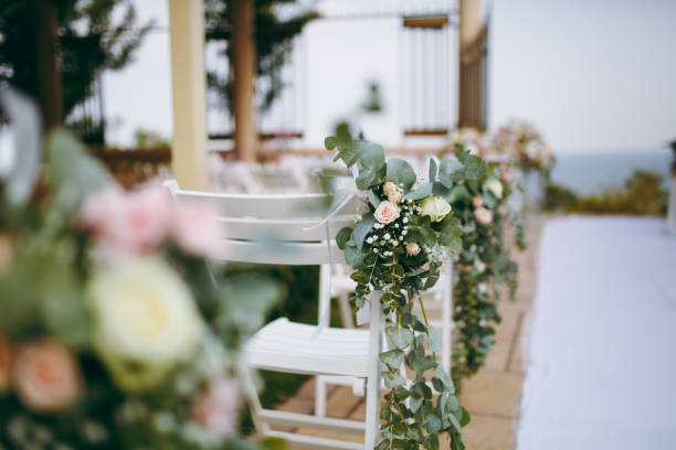 istock Decoration of chairs at the wedding 860491914