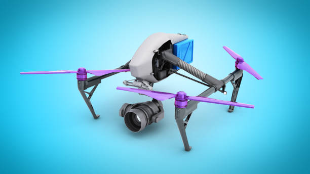 istock Film concept Generic Design Remote Control Air Drone Flying 3D rendering on white 860492172