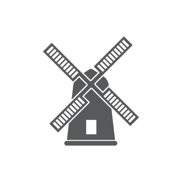 ilustrações, clipart, desenhos animados e ícones de vetor de ícone do moinho - netherlands