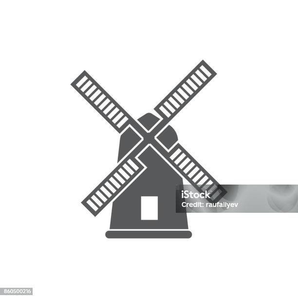 Mill Icon Vector Stock Illustration - Download Image Now - Windmill, Netherlands, Icon Symbol