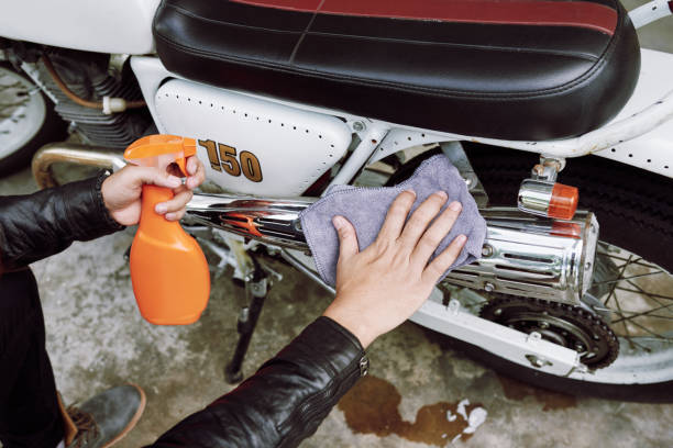 istock Cleaning Vintage Motorcycle 860502670