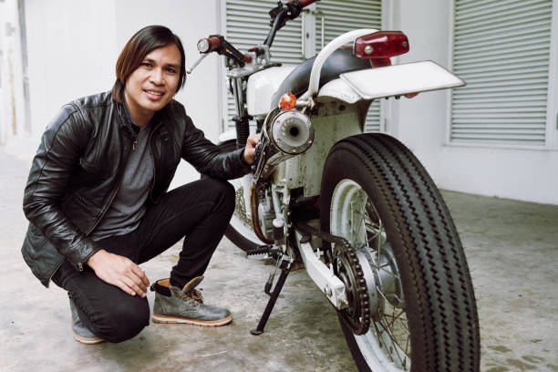 istock Portrait of Handsome Asian Biker 860502894