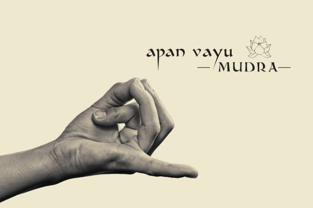 istock Apan vayu mudra black and white. 860504670