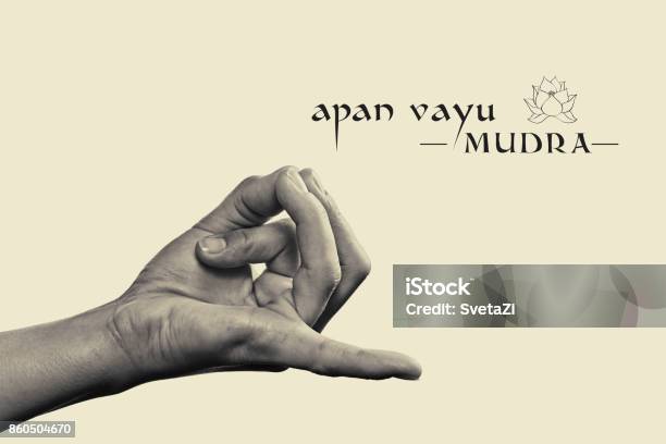 Apan Vayu Mudra Black And White Stock Photo - Download Image Now - Mudra, Adult, Adults Only