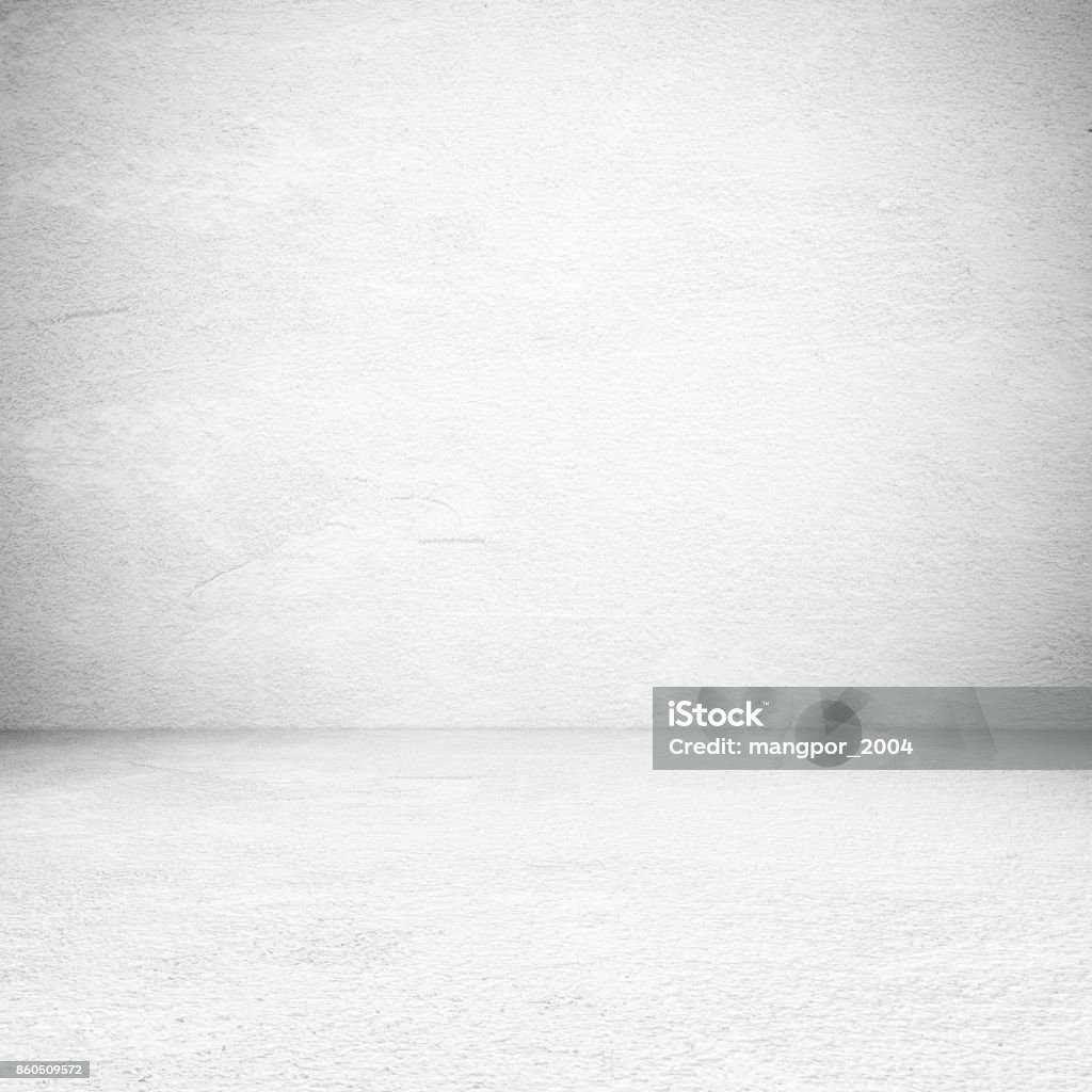 Empty white cement room, background, banner, interior design, product display montage, mock up background Concrete Stock Photo