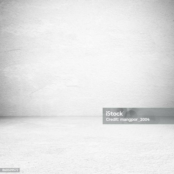 Empty White Cement Room Background Banner Interior Design Product Display Montage Mock Up Background Stock Photo - Download Image Now