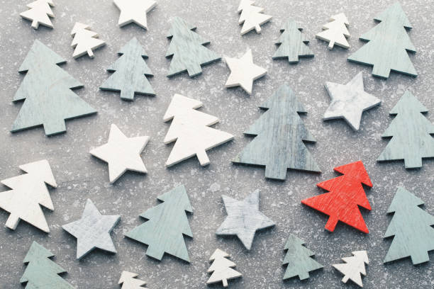 istock Christmas wooden decor on the snow background. 860512890