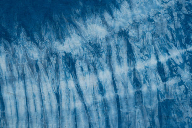 istock Pattern of blue tie batik dye on cotton cloth, Dyed indigo fabric background and textured, Painted blue watercolor on white cotton cloth 860533064