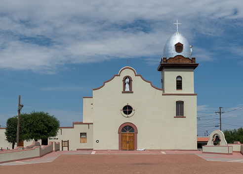 El Paso, Texas, USA - August 11, 2017: Exterior of the Ysleta Mission in El Paso