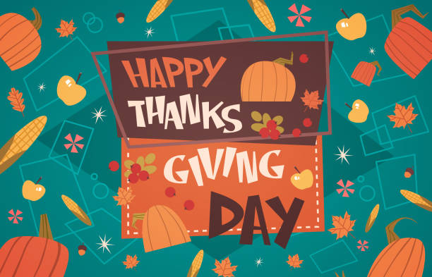 Happy Thanksgiving Day Autumn Traditional Harvest Holiday Greeting Card Happy Thanksgiving Day Autumn Traditional Harvest Holiday Greeting Card Flat Vector Illustration free thanksgiving pic stock illustrations