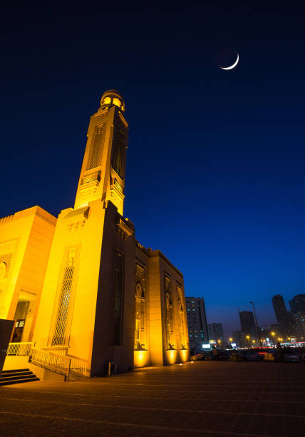 istock Al Noor Mosque in Sharjah at night 860549136