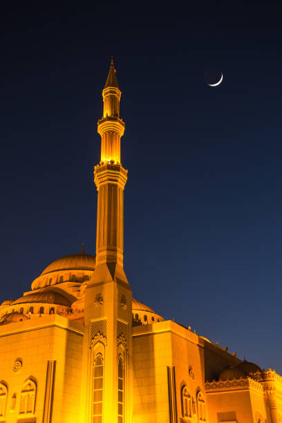 istock Al Noor Mosque in Sharjah at night 860549202