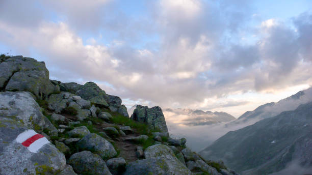 istock trail marker in the Swiss Alps 860549568