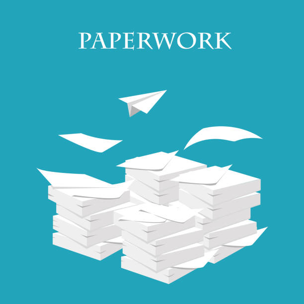 Documents. Stack, pile of paper. Paperwork and routine. Vector illustration Paperwork and routine. Vector illustration. Documents. Stack, pile of paper. Bureaucracy stock illustrations