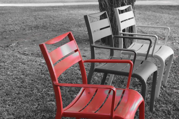 istock Red chair in the garden 860567948