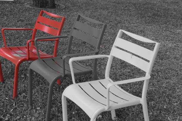 istock Red chair in the garden 860567952