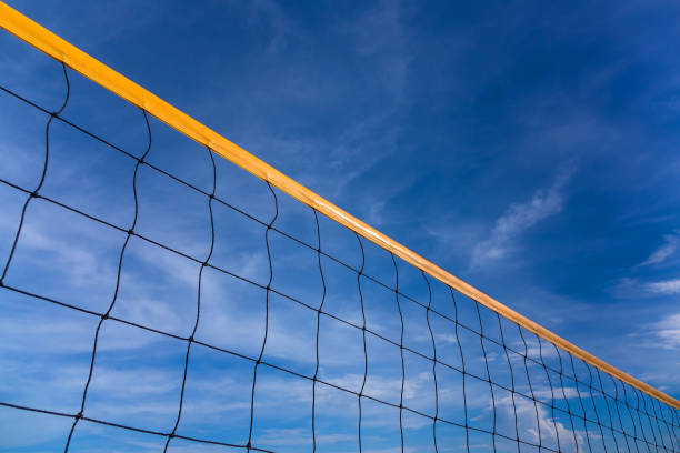 istock Beach volleyball net on the beach with a clear and sunny sky 860568268