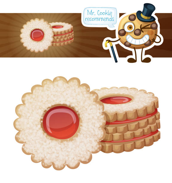 ilustrações de stock, clip art, desenhos animados e ícones de berry linzer cookies. cartoon vector illustration isolated on white background. series of food and drink and ingredients for cooking - food and drink fruit cartoon illustration and painting