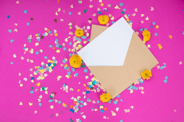 istock Blank card with colourful confetti 860582628