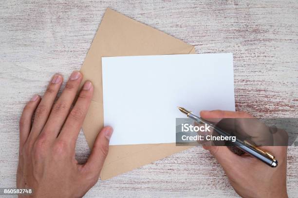 Writing A Letter Stock Photo - Download Image Now - Letter - Document, Writing - Activity, Handwriting