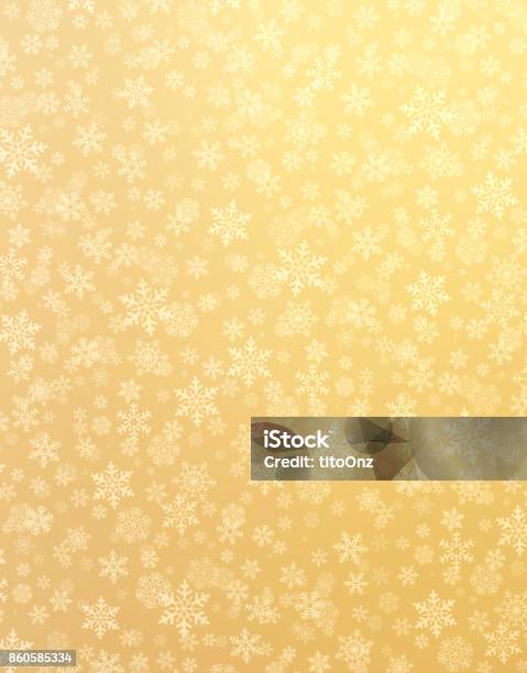 Snowflakes On Gold Stock Photo - Download Image Now - Christmas, Backgrounds, Gold - Metal