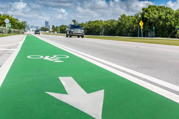 istock Green bike lane 860586392