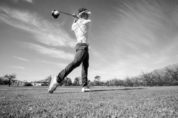 istock Golfer teeing off from a golf tee on a bright sunny day on a golf course in South Africa 860586994