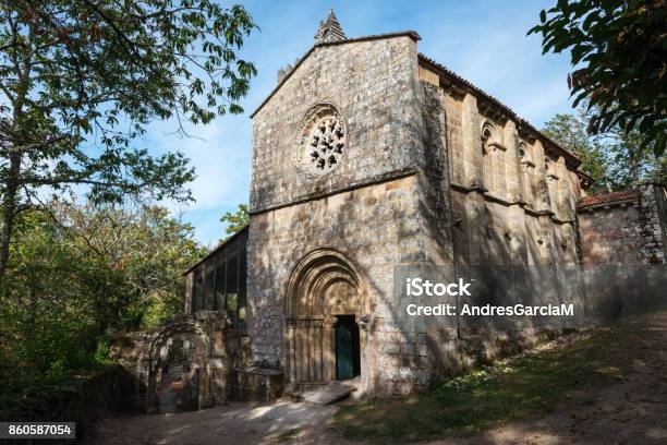 Facade Of Santa Cristina De Ribas De Sil Monastery Stock Photo - Download Image Now - Abbey - Monastery, Autumn, Camino De Santiago