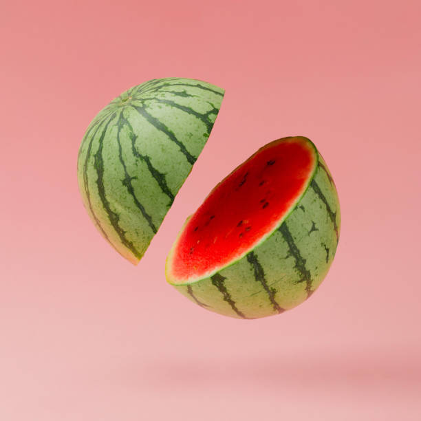 istock Watermelon sliced on pastel pink background. Minimal fruit concept. 860590480