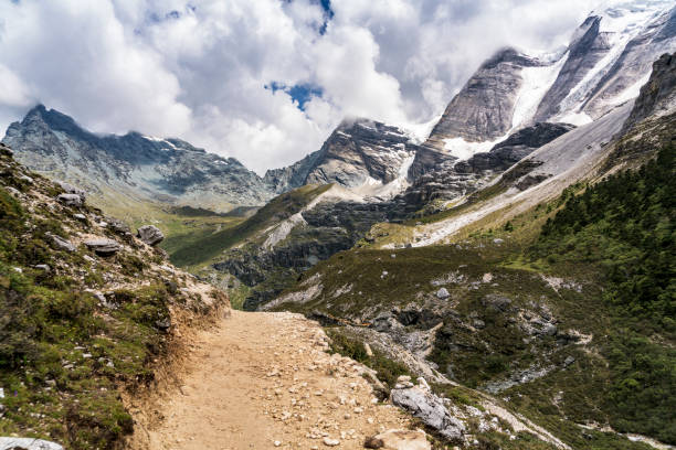 istock The dirt road extends to the snowy mountains 860594912
