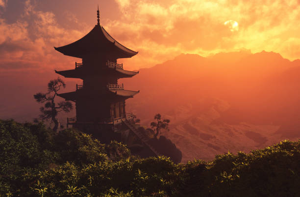 chinese house - leste imagens e fotografias de stock