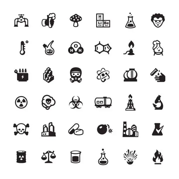 Vector illustration of Biotechnology and Chemistry icons set