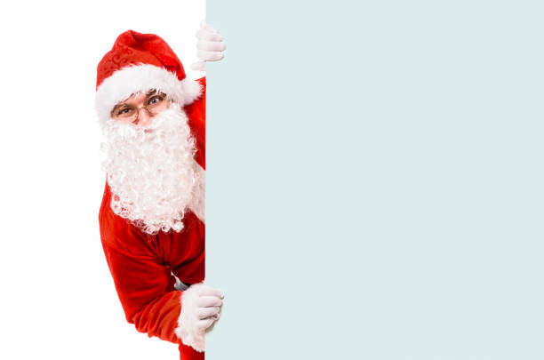 istock Santa Claus with blank billboard 860613878