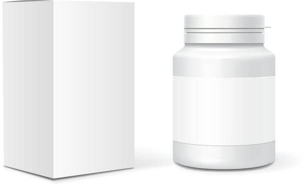 의학 빈 플라스틱 병, 골 판지 포장 상자입니다. 현실적인 벡터 - pill box pill box medicine stock illustrations