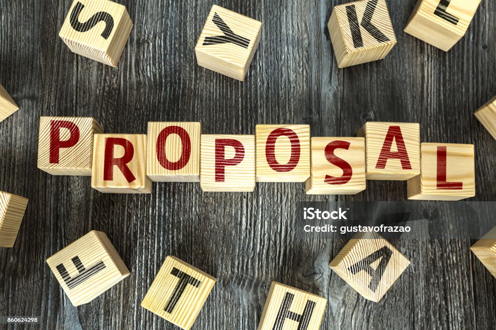 Proposal Proposal toy block Engagement Stock Photo